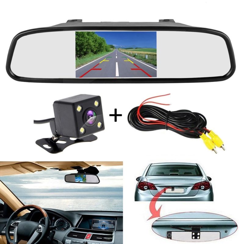 Car Parking Rearview Mirror Monitor Camera LED Night Vision