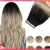 Extensions de cheveux naturels Remy lisses sans couture